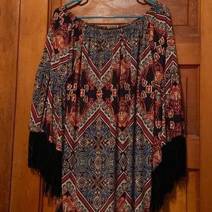 Dress/Tunic with Leather Sleeve Fringe